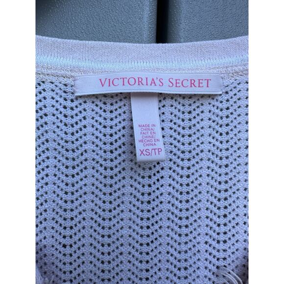 Victoria's Secret Open Knit Lace Trim Pink Henley Top Sz XS Y2K Elena Gilbert - Picture 8 of 10